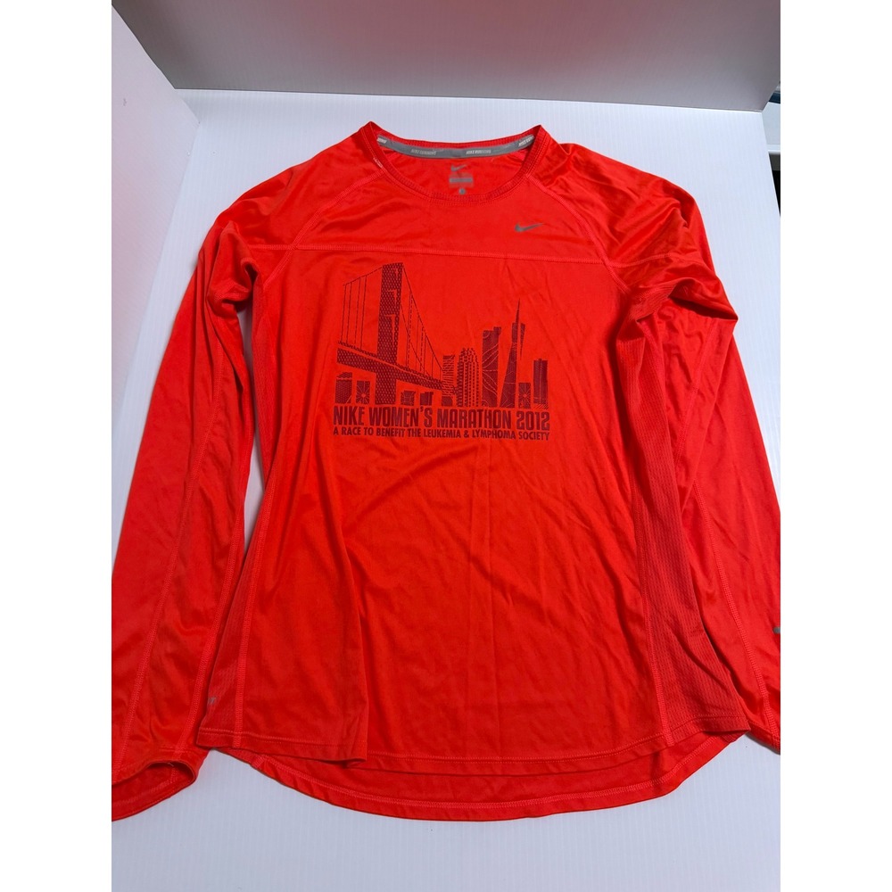 Nike Womens Marathon 2012 Running Shirt Long Sleeve Orange San Francisco Large